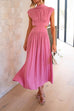 Rosiedress Solid Mockneck Cut Out Maxi A-line Swing Dress