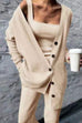 Rosiedress Wide Strapes Tank Top Button Down Cardigan and Long Pants 3 Pieces Loungewear Set