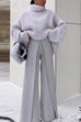 Rosiedress Turtleneck Drop Shoulder Fluffy Pullover Sweater