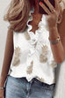 Rosiedress Faye Deep V Neck Ruffle Sleeveless Shirt