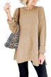 Rosiedress Side Split Ribbed Trim Loose Mid Sweater