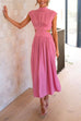Rosiedress Solid Mockneck Cut Out Maxi A-line Swing Dress