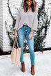 Rosiedress Buttons V Neck Side Split Waffle Knit Sweater