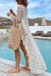 Rosiedress Open Front Lace Hollow Out Maxi Cover Up Cardigan
