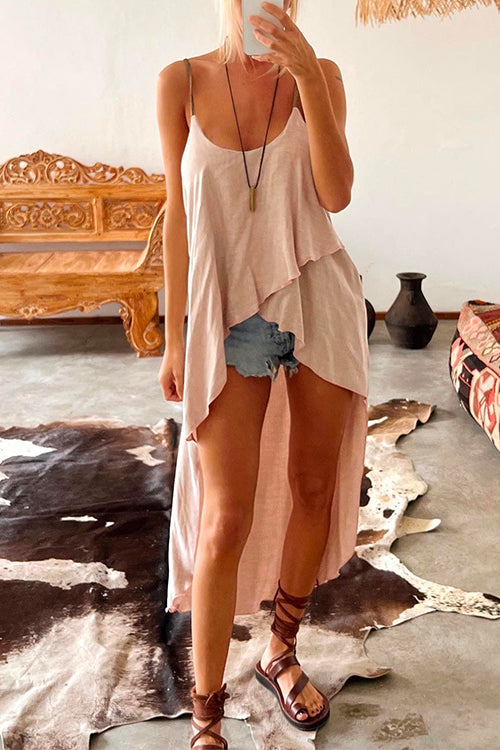 Rosiedress Solid High Low Hem Irregular Cami Top