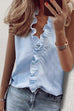 Rosiedress Faye Deep V Neck Ruffle Sleeveless Shirt