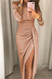 Rosiedress Off Shoulder Waisted Slit Glitter Party Dress