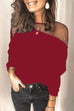 Rosiedress Mesh Splice Long Sleeve Tops