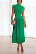 Rosiedress Solid Mockneck Cut Out Maxi A-line Swing Dress