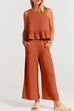 Rosiedress Crewneck Ruffle Tank Top Wide Leg Pockets Pants Set