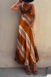Rosiedress V Neck Color Block Printed Maxi Swing Cami Dress