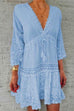 Rosiedress V Neck Lace Trim Tassel Swing Dress