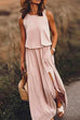 Rosiedress Sleeveless Waisted Slit Maxi Tank Dress
