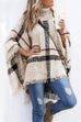 Rosiedress Tassel Color Block Classic Cloak Poncho Sweater