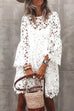 Rosiedress Bell Sleeves Hollow Out Lace Dress with Slip