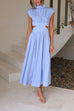 Rosiedress Solid Mockneck Cut Out Maxi A-line Swing Dress