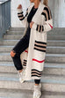 Rosiedress Open Front Color Block Striped Splice Long Sweater Cardigan