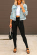 Rosiedress Distressed Button Up Ripped Short Denim Jacket