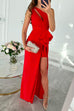 Rosiedress One Shoulder Cut Out Draped Front Maxi Party Dress