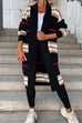 Rosiedress Open Front Color Block Striped Splice Long Sweater Cardigan