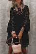Rosiedress Bell Sleeves Hollow Out Lace Dress with Slip