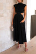 Rosiedress Solid Mockneck Cut Out Maxi A-line Swing Dress