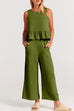 Rosiedress Crewneck Ruffle Tank Top Wide Leg Pockets Pants Set