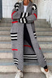 Rosiedress Open Front Color Block Striped Splice Long Sweater Cardigan