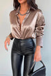 Rosiedress Chic Long Sleeves Button Down Satin Bouse Shirt
