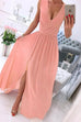 Rosiedress Deep V Neck Slit  Ruched Sleeveless Party Dress