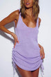 Rosiedress Backless Side Drawstring Knit Cover Up Dress