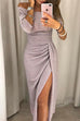 Rosiedress Off Shoulder Waisted Slit Glitter Party Dress