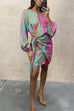 Rosiedress Long Sleeve Tie Waist Printed Wrapped Dress
