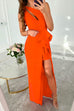 Rosiedress One Shoulder Cut Out Draped Front Maxi Party Dress