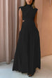 Rosiedress Mockneck Cut Out Waist Maxi Swing Dress
