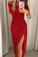 Rosiedress Off Shoulder Waisted Slit Glitter Party Dress