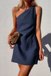 Rosiedress Sue One Shoulder Cotton Linen Mini Dress