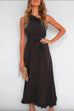 Rosiedress One Shoulder Sleeveless Tie Waist Ruffle Swing Dress