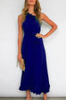 Rosiedress One Shoulder Sleeveless Tie Waist Ruffle Swing Dress