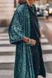 Rosiedress 3/4 Sleeves Open Front Sequin Shinny Midi Cardigan