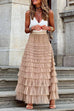 Rosiedress Ruffle Layered Mesh A-line Long Tulle Skirt