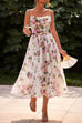 Rosiedress Adjustable Strap Waisted Floral Swing Midi Holiday Dress