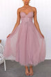 Rosiedress Backless Tie Waist Mesh Swing Maxi Cami Dress