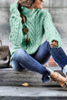 Rosiedress Mockneck Solid Cable Knit Pullover Sweater