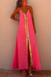 Rosiedress V Neck Backless Sequin Detailed Slit Maxi Cami Dress