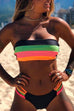 Rosiedress Rainbow Striped Tube Top Bandeau Bikini Set
