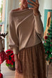 Rosiedress Boat Neck Batwing Sleeves Cozy Pullover Sweater