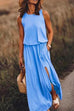 Rosiedress Sleeveless Waisted Slit Maxi Tank Dress
