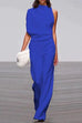 Rosiedress Cowl Neck One Shoulder Batwing Sleeve Party Suit