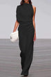 Rosiedress Cowl Neck One Shoulder Batwing Sleeve Party Suit